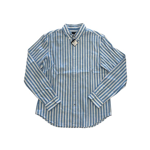 CLUB MONACO Men’s Slim Fit White Blue Striped Button Down Shirt NEW - Picture 1 of 6